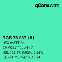 Color code: RGB 78 237 181 | qconv.com