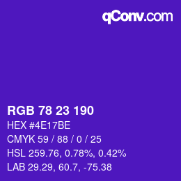 Color code: RGB 78 23 190 | qconv.com