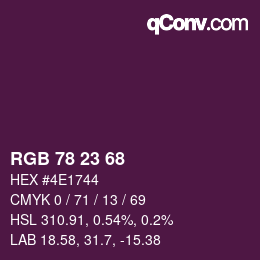 Color code: RGB 78 23 68 | qconv.com