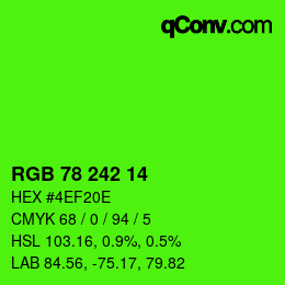 颜色代码: RGB 78 242 14 | qconv.com