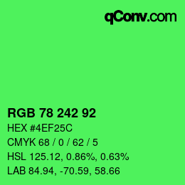 カラーコード: RGB 78 242 92 | qconv.com