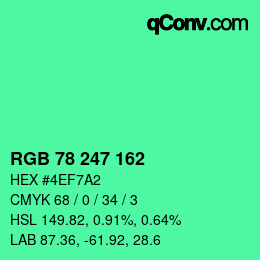 カラーコード: RGB 78 247 162 | qconv.com