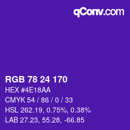 颜色代码: RGB 78 24 170 | qconv.com