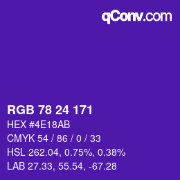 カラーコード: RGB 78 24 171 | qconv.com
