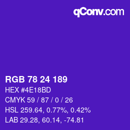 カラーコード: RGB 78 24 189 | qconv.com