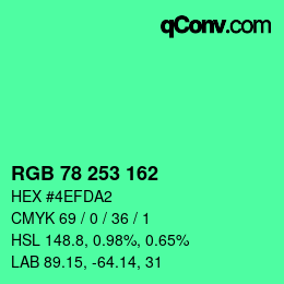 Color code: RGB 78 253 162 | qconv.com