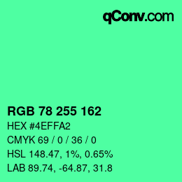 Color code: RGB 78 255 162 | qconv.com