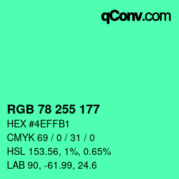 颜色代码: RGB 78 255 177 | qconv.com