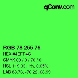 Código de color: RGB 78 255 76 | qconv.com