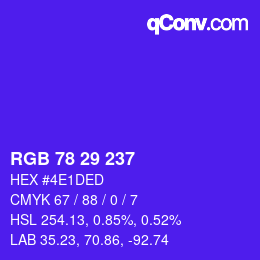 颜色代码: RGB 78 29 237 | qconv.com