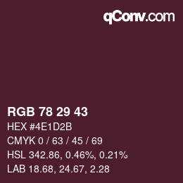 Farbcode: RGB 78 29 43 | qconv.com