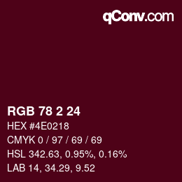Color code: RGB 78 2 24 | qconv.com