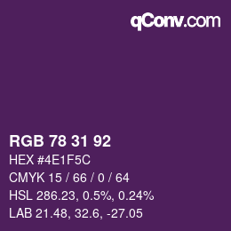 Color code: RGB 78 31 92 | qconv.com