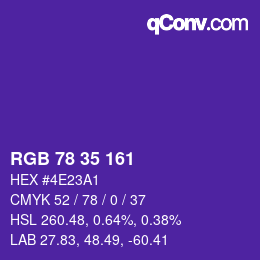 Color code: RGB 78 35 161 | qconv.com