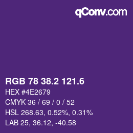 カラーコード: RGB 78 38.2 121.6 | qconv.com