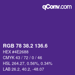 カラーコード: RGB 78 38.2 136.6 | qconv.com