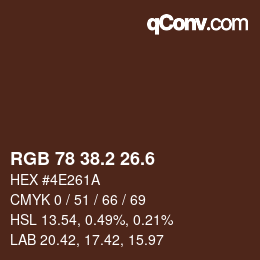 カラーコード: RGB 78 38.2 26.6 | qconv.com