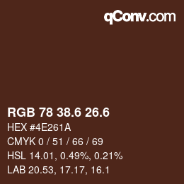 カラーコード: RGB 78 38.6 26.6 | qconv.com
