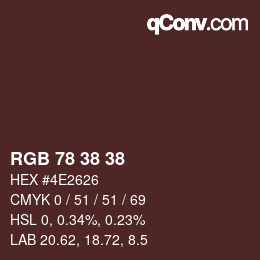 Color code: RGB 78 38 38 | qconv.com