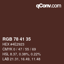 颜色代码: RGB 78 41 35 | qconv.com