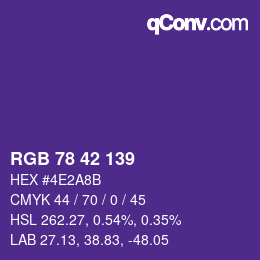 Farbcode: RGB 78 42 139 | qconv.com
