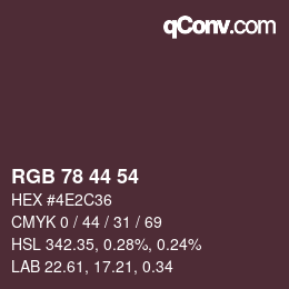 Color code: RGB 78 44 54 | qconv.com