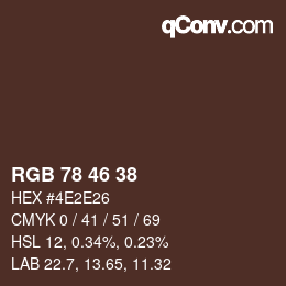 Color code: RGB 78 46 38 | qconv.com