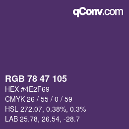 Color code: RGB 78 47 105 | qconv.com