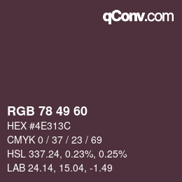 Color code: RGB 78 49 60 | qconv.com