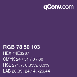 Color code: RGB 78 50 103 | qconv.com
