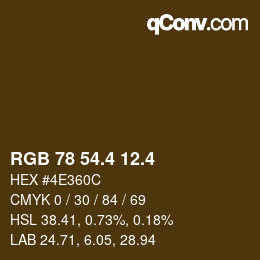 カラーコード: RGB 78 54.4 12.4 | qconv.com