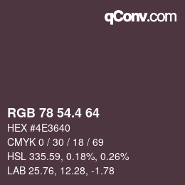 カラーコード: RGB 78 54.4 64 | qconv.com