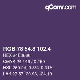 カラーコード: RGB 78 54.8 102.4 | qconv.com