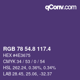 カラーコード: RGB 78 54.8 117.4 | qconv.com