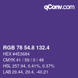 カラーコード: RGB 78 54.8 132.4 | qconv.com