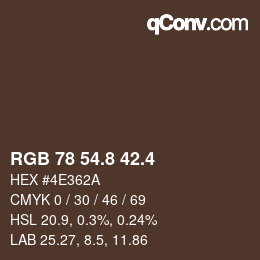 カラーコード: RGB 78 54.8 42.4 | qconv.com