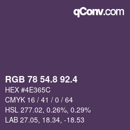 カラーコード: RGB 78 54.8 92.4 | qconv.com