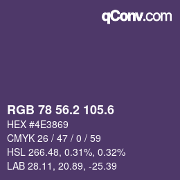 カラーコード: RGB 78 56.2 105.6 | qconv.com