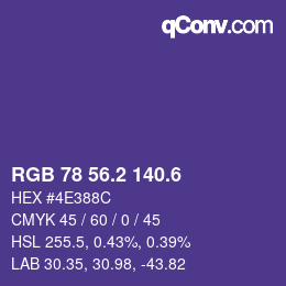 カラーコード: RGB 78 56.2 140.6 | qconv.com