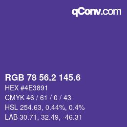 カラーコード: RGB 78 56.2 145.6 | qconv.com