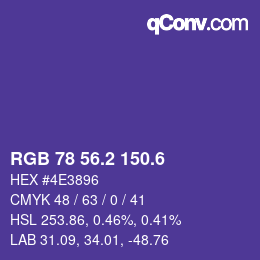 カラーコード: RGB 78 56.2 150.6 | qconv.com