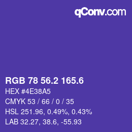 カラーコード: RGB 78 56.2 165.6 | qconv.com