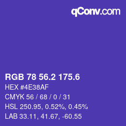 カラーコード: RGB 78 56.2 175.6 | qconv.com