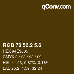 カラーコード: RGB 78 56.2 5.6 | qconv.com