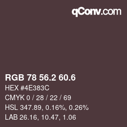 カラーコード: RGB 78 56.2 60.6 | qconv.com
