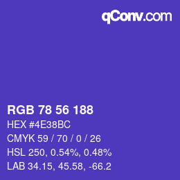 Farbcode: RGB 78 56 188 | qconv.com