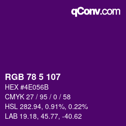 カラーコード: RGB 78 5 107 | qconv.com
