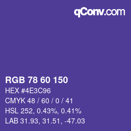 颜色代码: RGB 78 60 150 | qconv.com