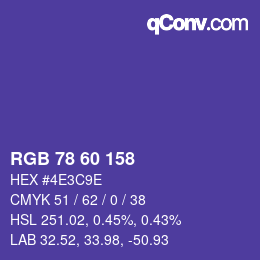 カラーコード: RGB 78 60 158 | qconv.com