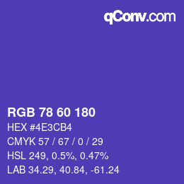 颜色代码: RGB 78 60 180 | qconv.com